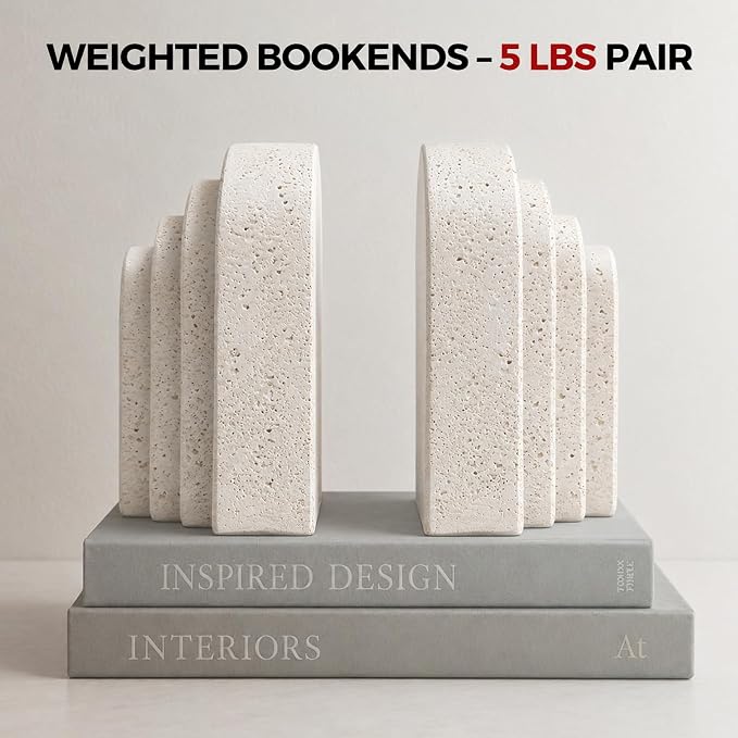 Heavy Duty Book Ends for Shelves, Decorative Book Stopper for Shelves, Resin - Image 4