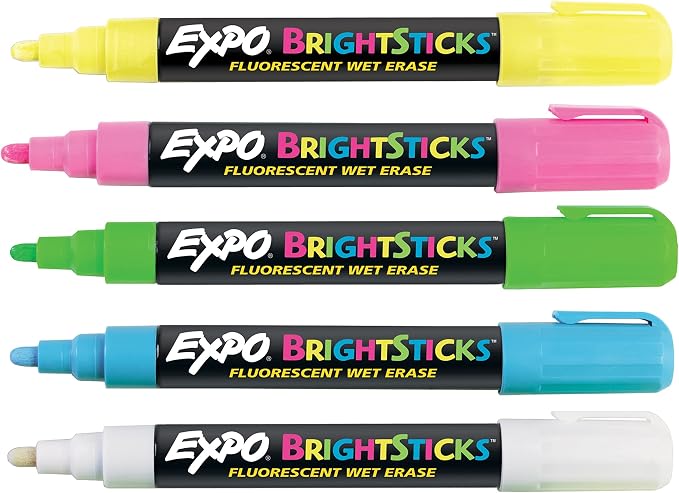 EXPO Bright Sticks, Wet Erase Fluorescent Markers, Bullet Tip, Organization - Image 3