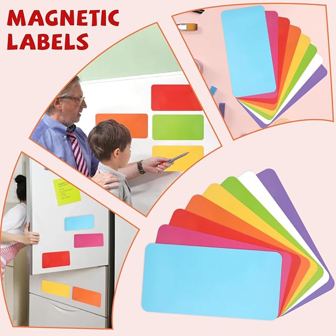 32 Pcs Dry Erase Magnetic Labels, 4.2" x 2.1" 8 Colors | Reusable Writable - Image 6