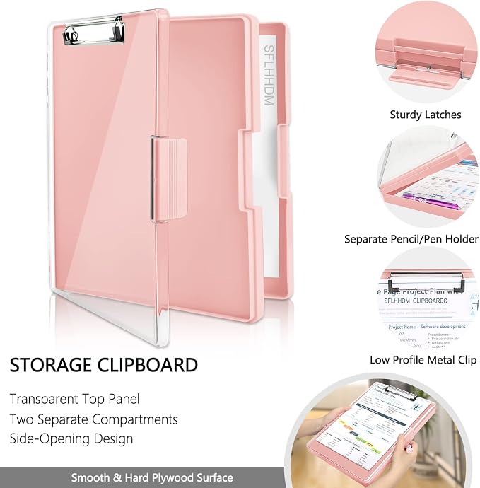 SFLHHDM Clipboard with Storage, Heavy Duty Clip Boards 8.5x11 with 2 Storage - Image 3