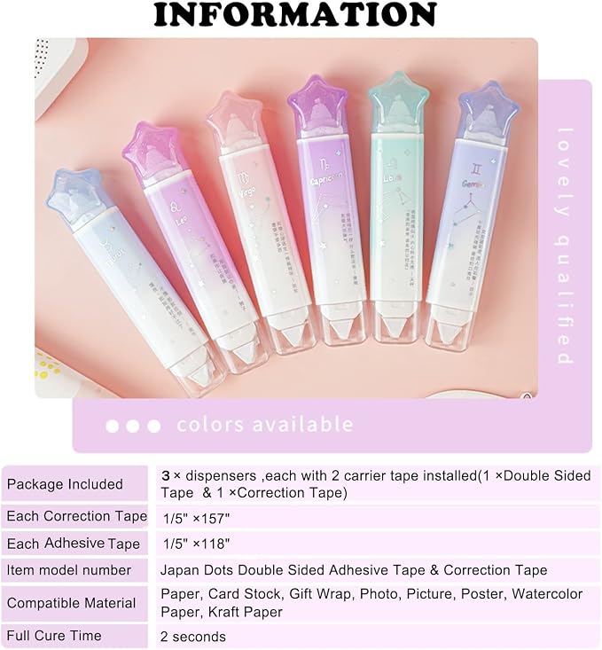 2 in 1 Correction Tape and Double Sided Tape Roller, Cute Quick Dry Japan - Image 6
