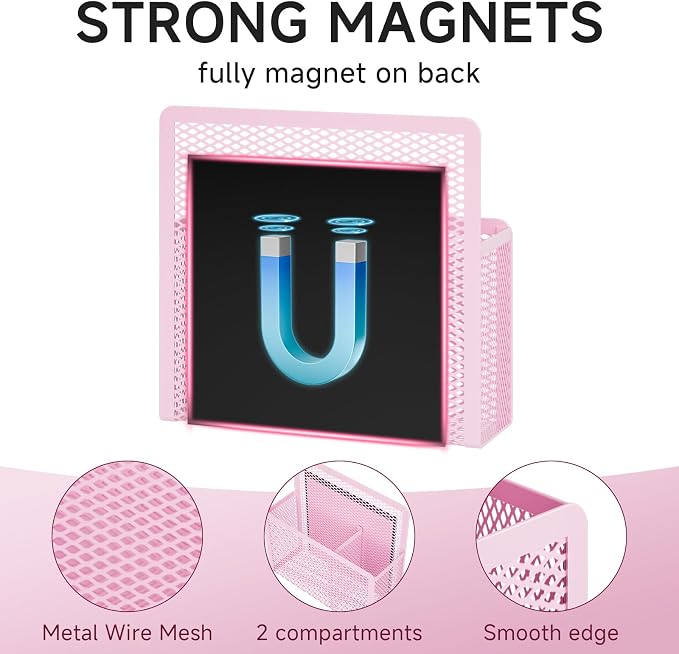 Marbrasse Magnetic Dry Erase Marker Holder, Mesh Pen Holder - Image 2