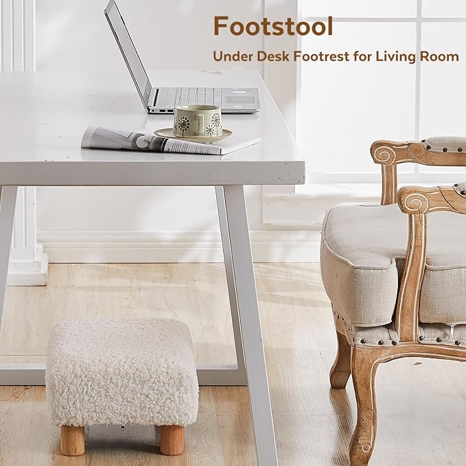 Small Foot Stool Ottoman, Sherpa Footstool Ottoman Foot Rest - Image 9