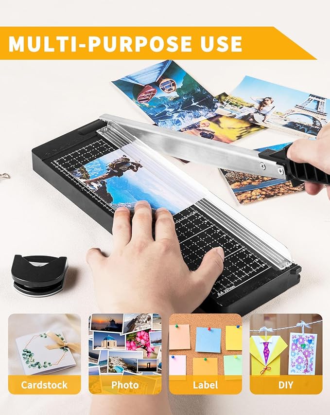 MAKEASY Paper Cutter 12 Inch, 8 Sheet Capacity, Heavy Duty Paper Cutter for Cardstock, Guillotine Paper Trimmer for Crafting, Classroom and Office-DeskLoop Office