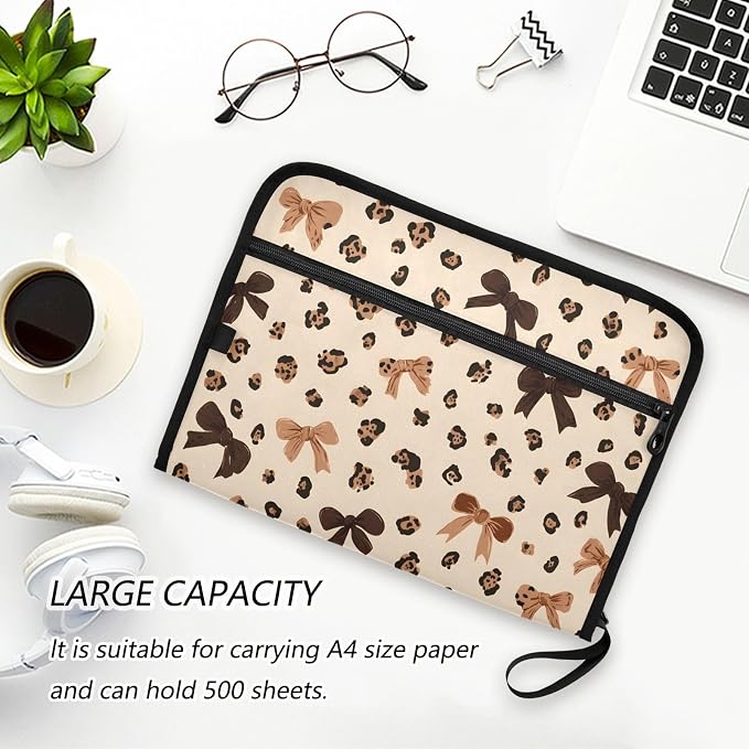 Expanding File Folder Leopard Print Cheetah Bow Pattern Accordion File - Image 5