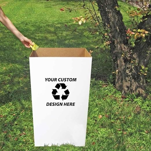 VictoryStore 22.3 gallons Cardboard Trash Bin, Reusable, Recyclable and Disposable Trash Cans, Sturdy Cardboard Medium Size (Custom Logo, 10-Pack)