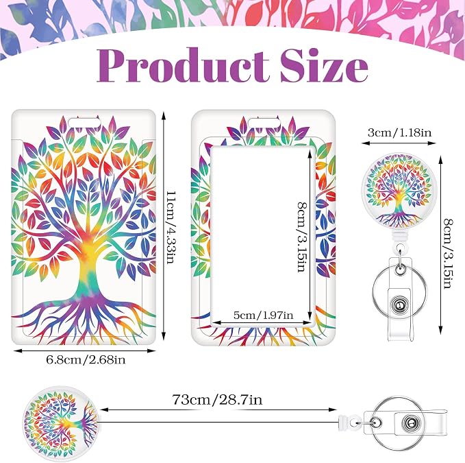 3 Set Badge Holder Retractable Reel Colorful Tree ID Badge Holders - Image 2