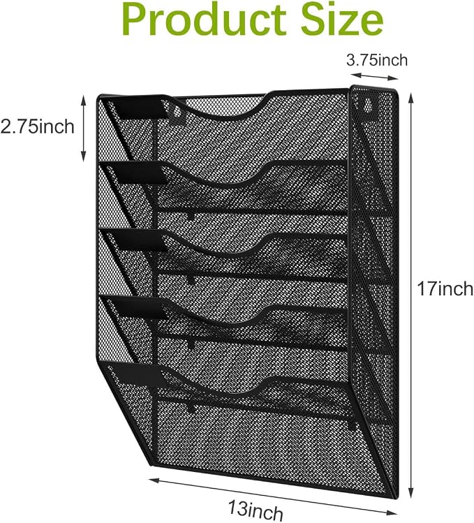 EasyPAG 5 Pocket Mesh Wall File Organizer, Hanging Paper Folder Holder - Image 4