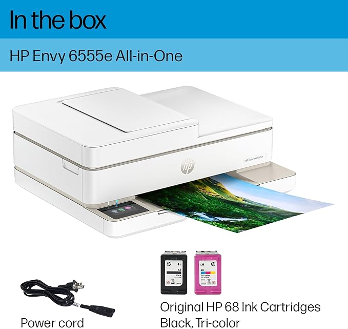 HP Envy 6555e Wireless All-in-One Color Inkjet Printer, Print, scan, Copy, Duplex Printing Best-for-Home, 3 month Instant Ink trial included (714N5A)-DeskLoop Office