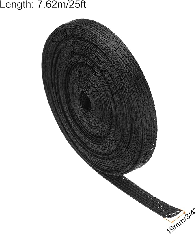 25ft PET Expandable Wire Loom 3/4 Inch, PET Braided Wire Sleeving Cable - Image 2