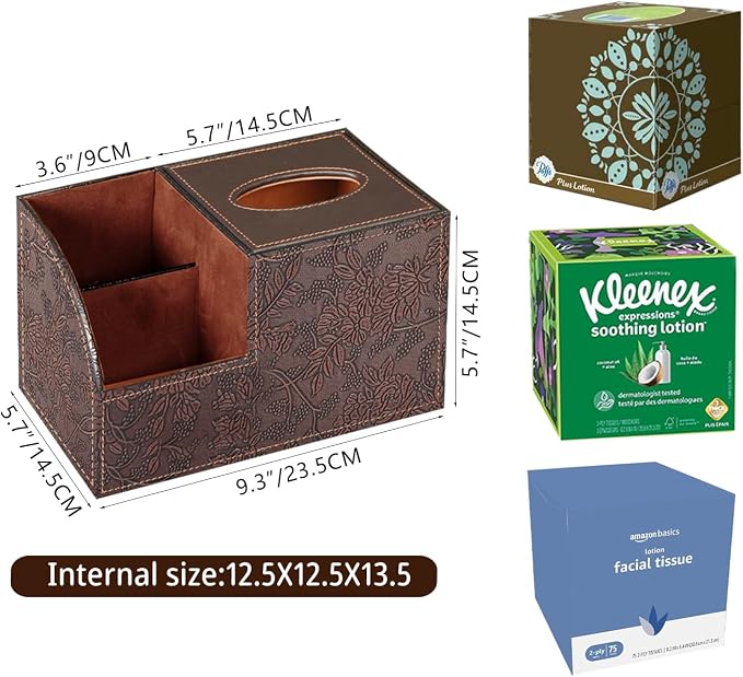 PU Leather Square Tissue Box Cover - Image 3