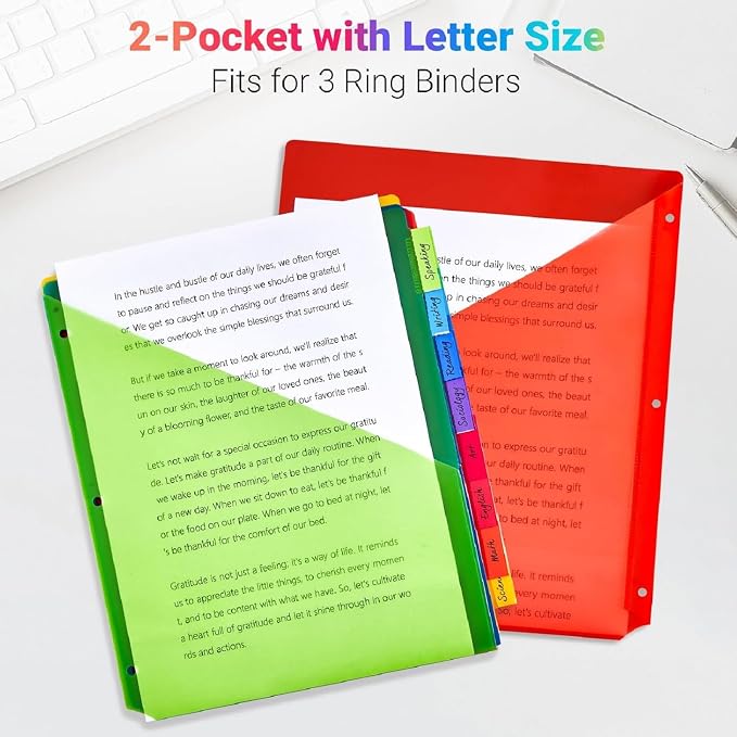 8-Tab Dividers for 3-Ring Binders, 3 Holes Index Dividers - Image 4