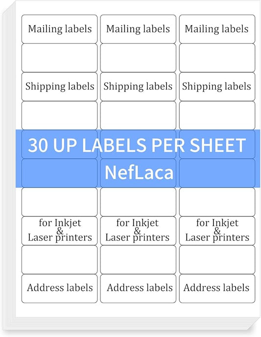 1" x2-5/8 Shipping Address Labels, Blank Mailing Labels, 30-UP White Self-Adhesive Name Tag Stickers for Inkjet and Laser Printer [50 Sheet 1500 Labels]-DeskLoop Office