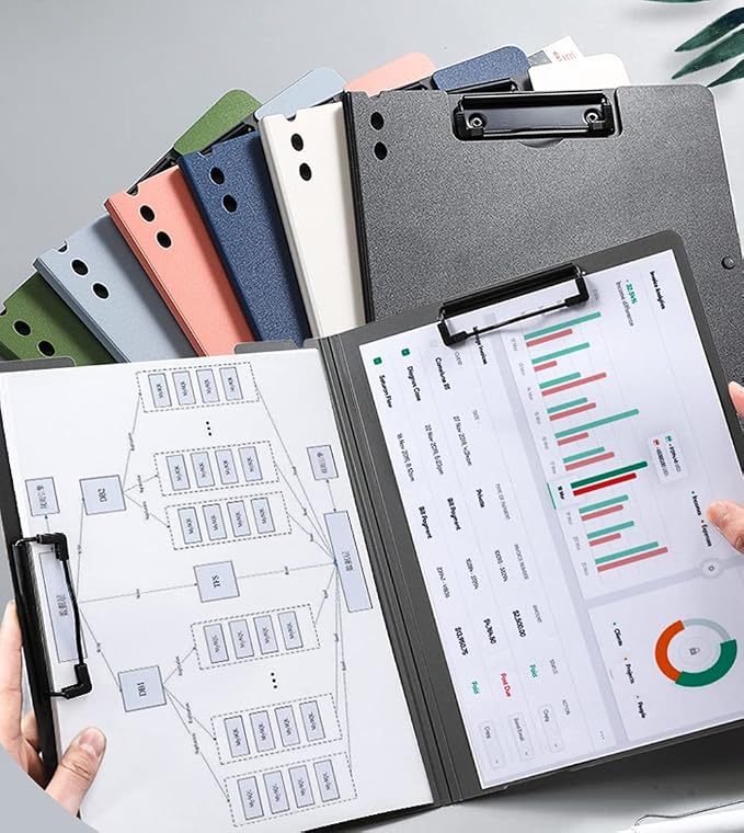 Black Clipboard Folder, A4 Clipboard Horizontal and Vertical Metal Clips | 2 - Image 6
