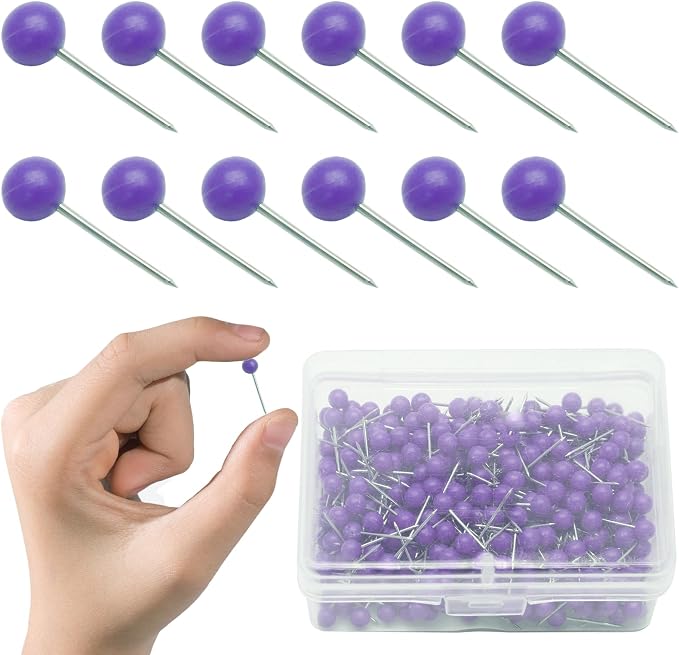 500Pcs Purple Map Pins, 1/8 Inch Map Tacks, Round Ball Head Map Push Pins - Image 7