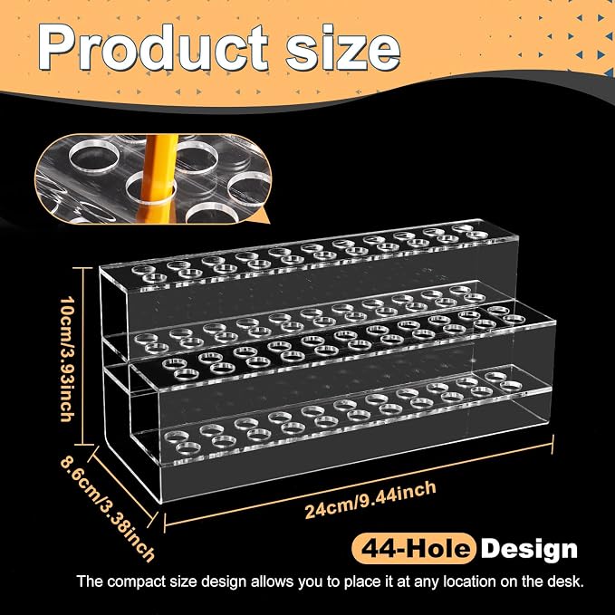 Acrylic Pen Holder, 44-Slots Pen Display Stand Focal Pen Holder Beadable Pen - Image 2
