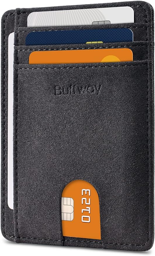 Buffway Slim Minimalist Front Pocket RFID Blocking Leather Wallets by Buffway