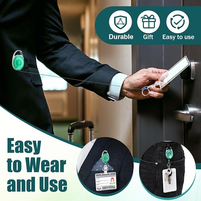 Honoson 50 Pcs Heavy Duty Retractable Badge Reels Batch ID Badge Holder - Image 4