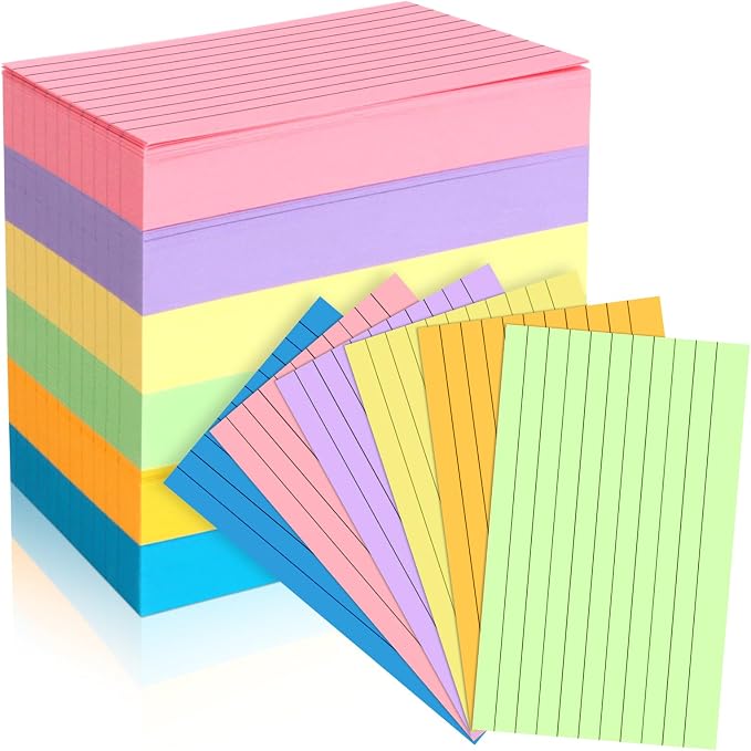 Tecmisse 600 Pieces Index Cards Rulded, Colorful Flash Cards 3 x 5 Index Card by Tecmisse