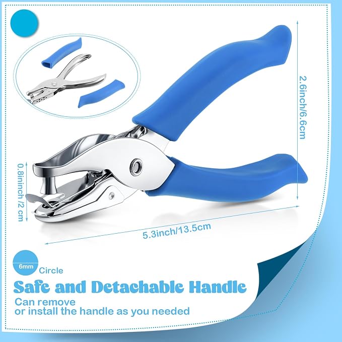 Chumia 12 Pieces Single Hole Punch Handheld 1/4 Inch Hole Paper Punch - Image 2