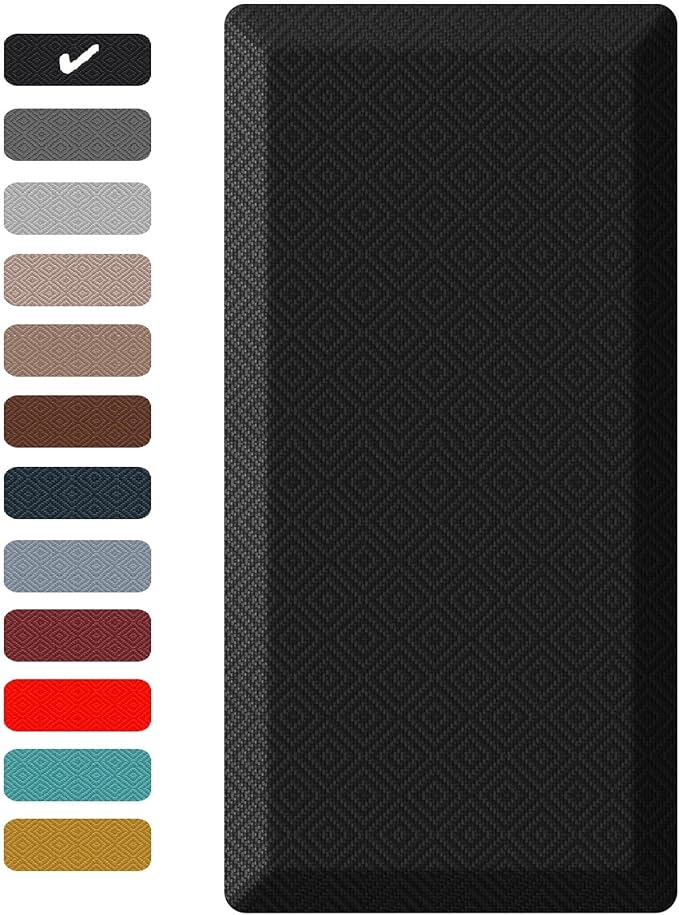 Ophanie Kitchen Mats for Floor, 3/4 inch Thick, 20x39 Anti Fatigue Cushioned Mat, Kitchen Rugs, Waterproof, Comfort Ergonomic Standing Mat for Office, Home, Sink, Black Non-Slip Ridged Bottom-DeskLoop Office