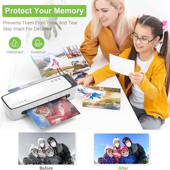 Laminator Machine with Laminating Sheets A4 Portable Thermal Lamination 9-Inch Laminate for Personal Office School Home Use, 6 in 1 Laminater Quick Warm Up Never Jam-DeskLoop Office
