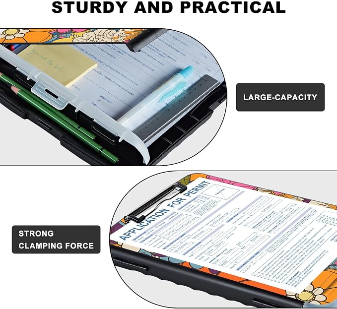 Clipboard with Storage, Heavy Duty Plastic Storage Clipboard with Low Profile - Image 3