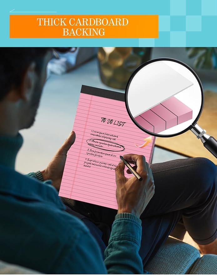 Legal Pads 8.5 x 11 Colored Note Pads, 12 Pack Colored Paper Pads 8.5 x 11 Lined Paper, Pads of Paper 8.5 x 11 Writing Pads, Wide Ruled Notebook Pad 8 1/2 x 11, Legal Notepads 8.5 x 11, 30 Sheets/Pad-DeskLoop Office