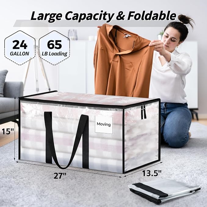8 Pack Extra Large Heavy Duty Moving Bags, Reinforced Handles & Heavy-Duty - Image 2