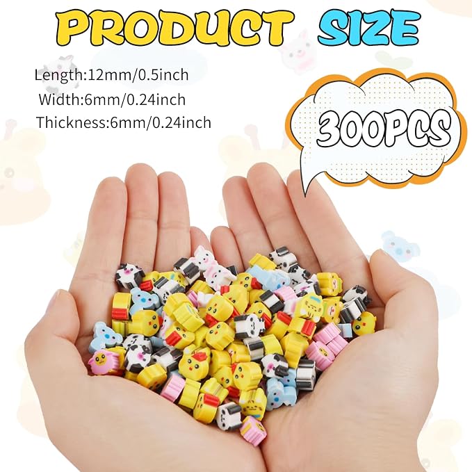 FOIMAS 300pcs Mini Animal Erasers - Image 2