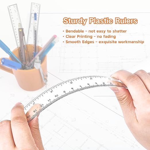 Plastic Ruler 12 inch, Centimeters, Millimeters, Straight Measuring Tools - Image 4