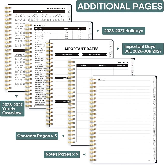 Academic Planner 2026-2027, Weekly and Monthly Calendar Book, July 2026 – June - Image 4