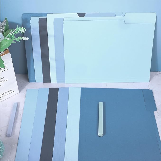 Whaline 24 Pack Dusty Blue File Folders Letter Size 6 Colors Gradient Blue File - Image 5