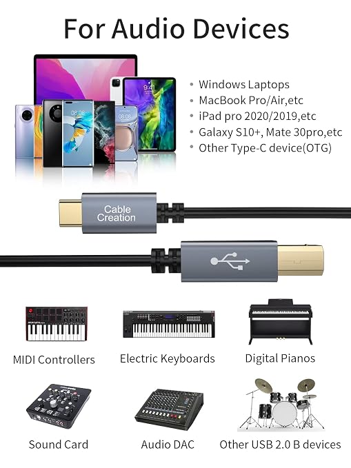CableCreation USB C to USB B 15FT Printer Cable - Image 6