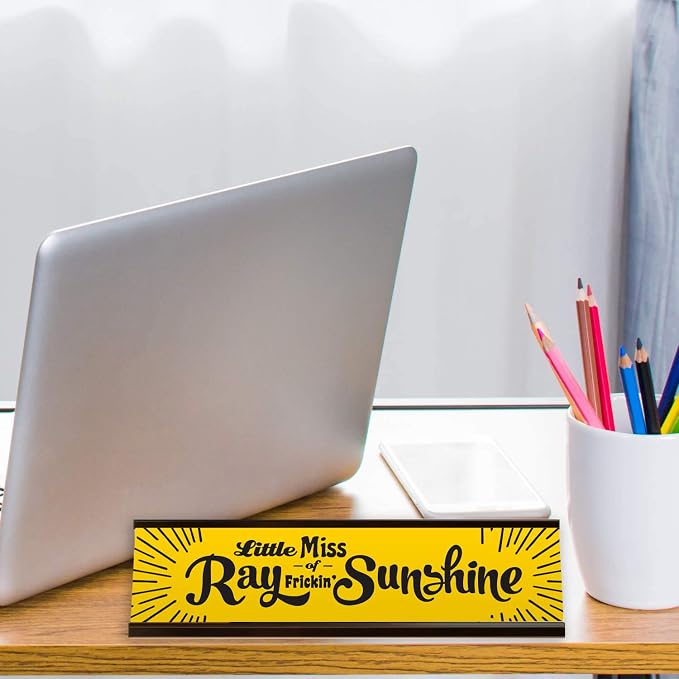 Little Miss Ray of Frickin' Sunshine Desk Plate/Funny Desk Sign Nameplate - Image 4