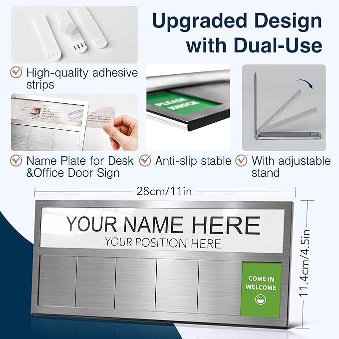 Name Plate for Desk& Office Door Sign, 6 Options Do Not Disturb, In A Meeting - Image 2