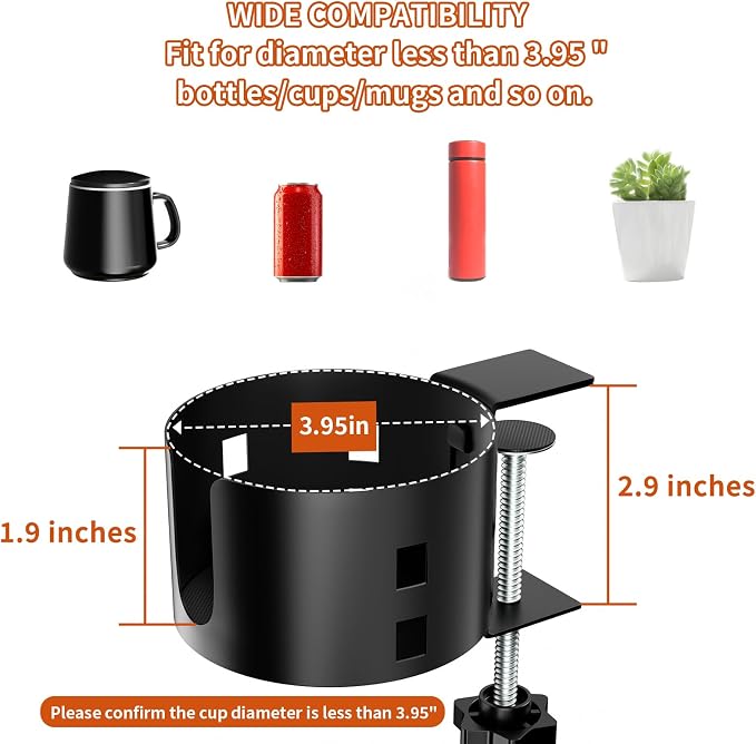 Upgraded Large Desk Cup Holder Clamp, OOKUU Anti-Spill Table Cup Holder - Image 7