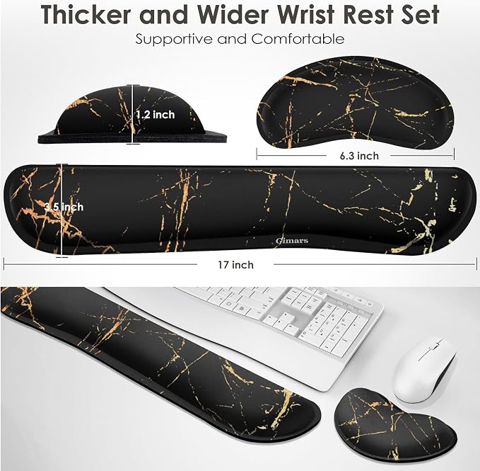 Gimars Upgrade Enlarge Gel Memory Foam Set Keyboard Wrist Rest Pad, Mouse Wrist - Image 7