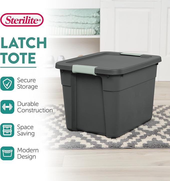 Sterilite 6-Pack Latch Tote, Stackable Plastic Storage Container Bins - Image 3