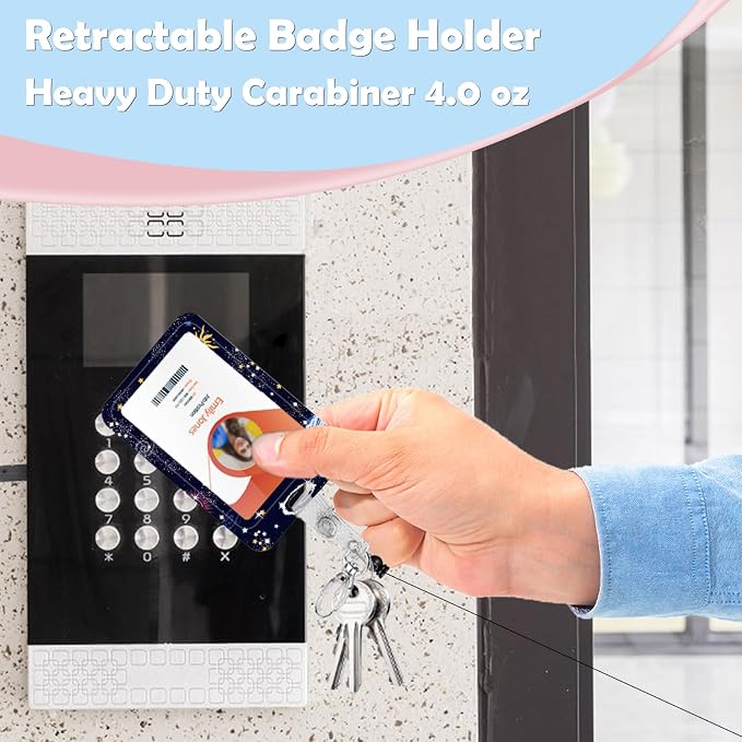 ID Badge Holder with Lanyard, Retractable ID Badge Card Holders Detachable Neck - Image 3