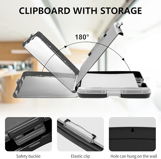 Clipboard with Storage High Capacity Plastic Nursing Clipboards with Pen Holder - Image 3