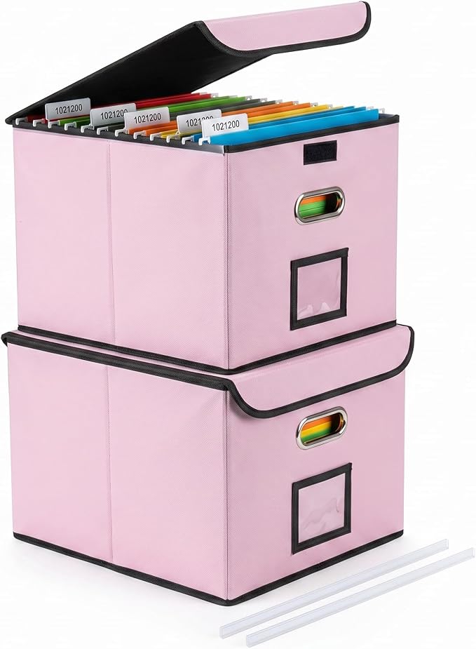 CADONO File Organizer Box with Lid, Large Hanging File Folder Organizer with by CADONO