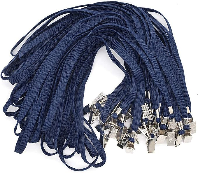 Bird Fiy 50 Pcs Cotton Lanyards Bulldog Clip 32-inch Flat Braid Neck Lanyard by BirdFiy