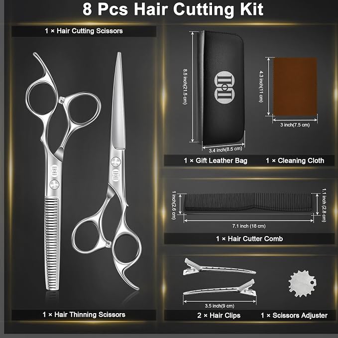 CIICII Hair Cutting Scissors Shears Kit, Professional Barber Haircut Scissors - Image 6