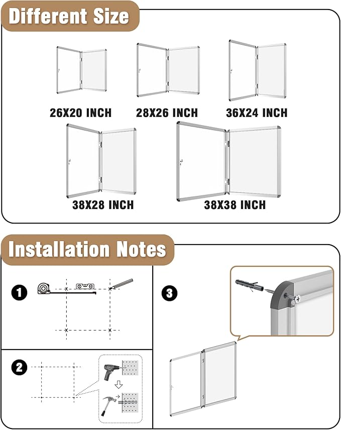 26"x20" Enclosed Bulletin Board, Lockable Weather-Resistant Aluminum Noticeboard for School & Office, Silver Frame w/Magentic Whiteboard-DeskLoop Office