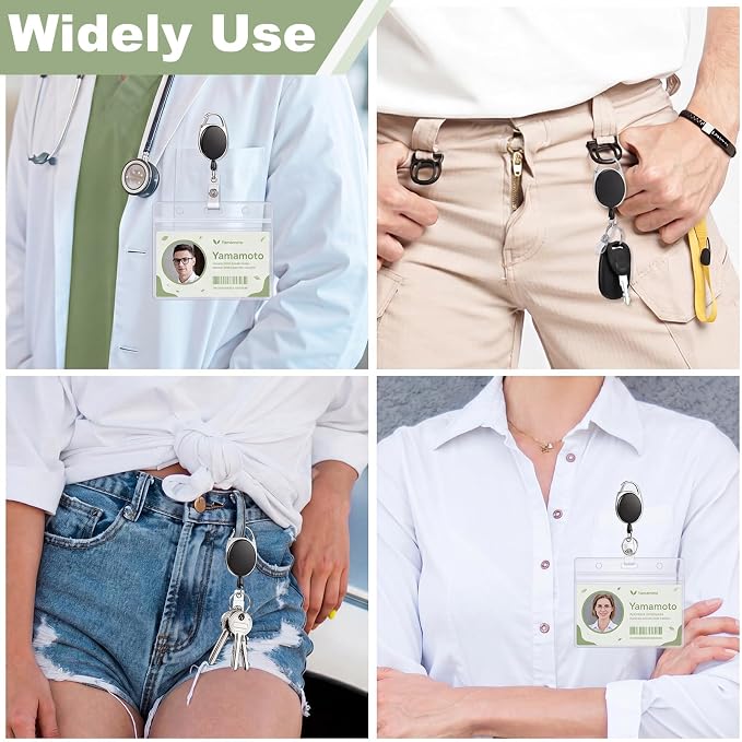 2 Pack ID Badge Holder with Badge Reels Retractable Clip Heavy Duty Horizontal - Image 7