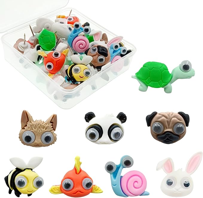 Fun Animals Push Pins, Cute Thumb Tacks Pushpins by WINFA