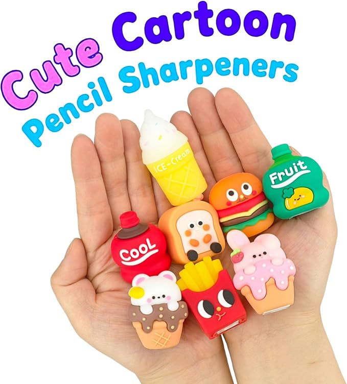 8-Pack Fun Pencil Sharpeners for Kids Cute Shape Handheld Manual Sharpening | - Image 2