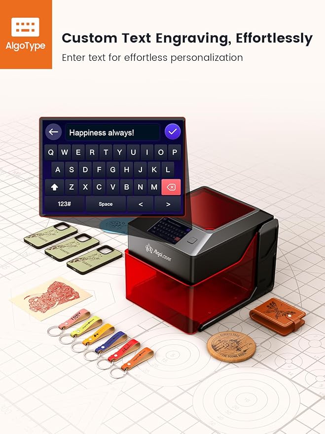 AlgoLaser 5W Smart Laser Engraver Machine: Portable Laser Engraver with 3.5" Touchscreen & 2.0 AlgoOS System - Hand Draw/Wireless Transmission/SD Card/Offline - Laser Engraving for Wood, Leather-DeskLoop Office