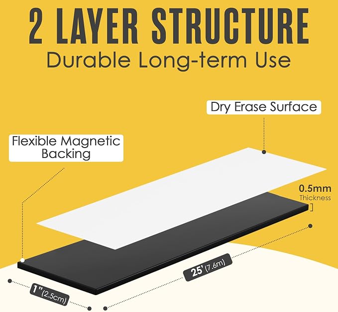 Houseables Magnetic Strip, Magnetic Tape, Magnet Tape, 1 IN x 25 FT, Magnet Roll - Image 2